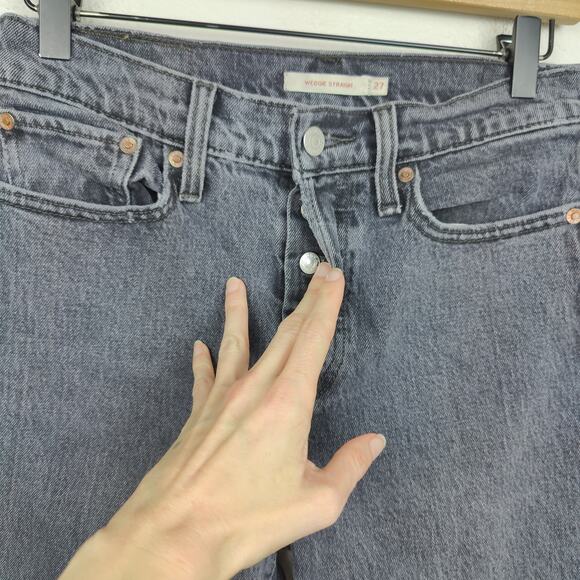 Levis Wedgie Straight Jeans Womens 27 That Girl Charcoal Straight Leg Stretch - Picture 2 of 10